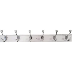 6 Porcelain Tipped Hat And Coat Hooks On White Board